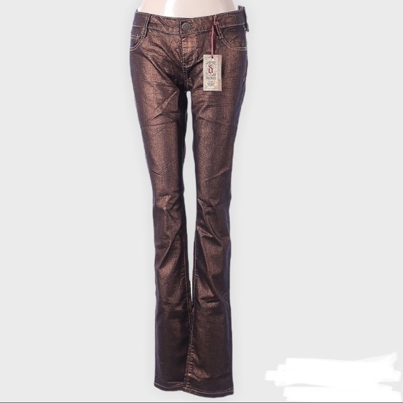 Decree metallic Jeans Mid/regular rise. Gold. Size 3 - Picture 1 of 9